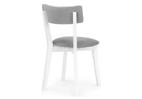 Деревянный стул Гилмар серый велюр / белый 515982 Woodville, серый/велюр, ножки/массив бука дерево/белый, размеры - ****440*560 фото 4